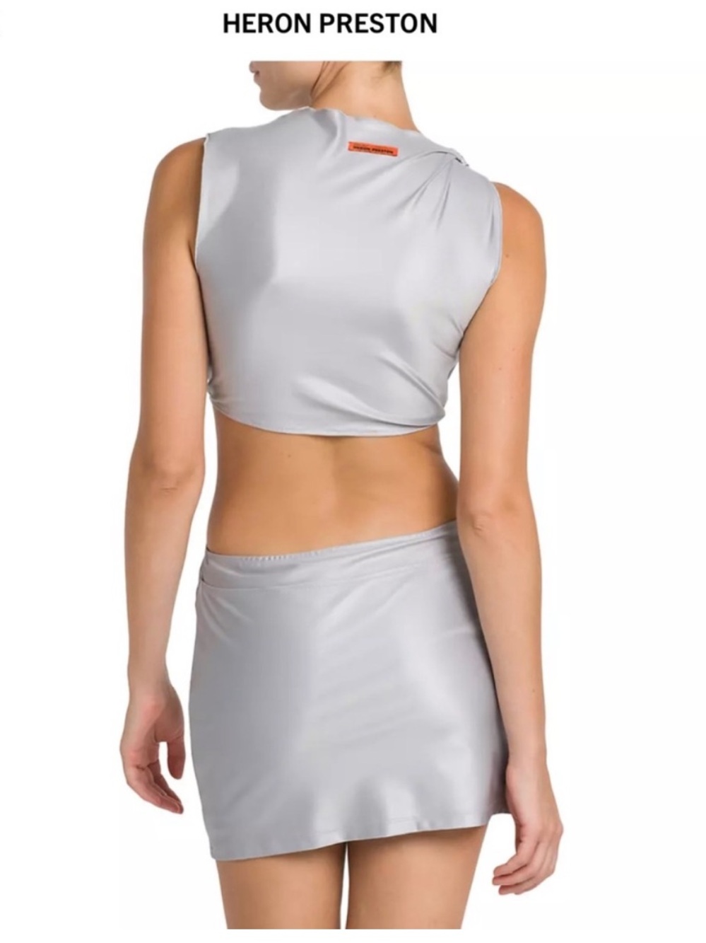 Heron Preston Twisted Cut Out Dress Silver Gray Size S